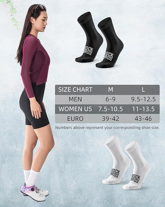 ROCKBROS Cycling Socks for Men Women Breathable Wicking Bike Socks, Compression Fit, Tall Crew, Road to Sky Series