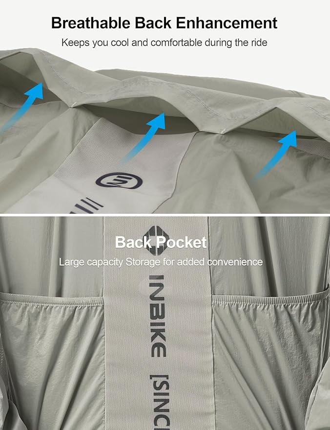 INBIKE Cycling Jacket for Men Women, Windproof Lightweight Running Windbreaker, Breathable Quick Dry Reflective Biking Coat