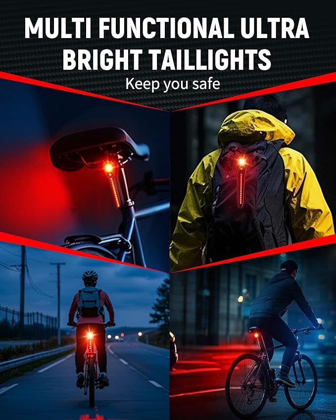DARKBEAM Bike Tail Light Smart - with Brake/Light Sensor, USB-C Rechargeable, IP64 Waterproof, 5 Light Modes Bicycle Taillight for Night Riding, Super Bright Rear Bike Light for Road Mountain, Cycling