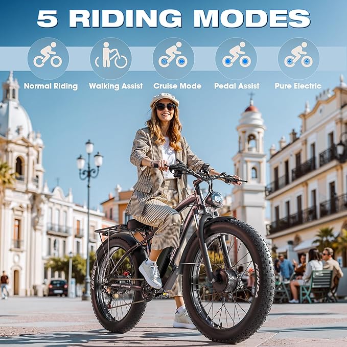 Ebike for Adults Electric, 52V 19.2Ah/32Ah, Peak 2000W/2500W E-Bike, 36/40MPH, 70 Miles/100Miles, Hydraulic Disc Brake, Off Road Snow Mountain E-Bike, 24"/26" Fat Tire Electric Bicycle UL2849 by SGS