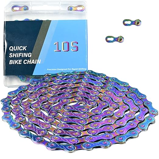 Rainbow 10 Speed Bike Chain, 1/2" x 11/128" 116 Links for Road Bike Mountain Bike (10 Speed Chain)