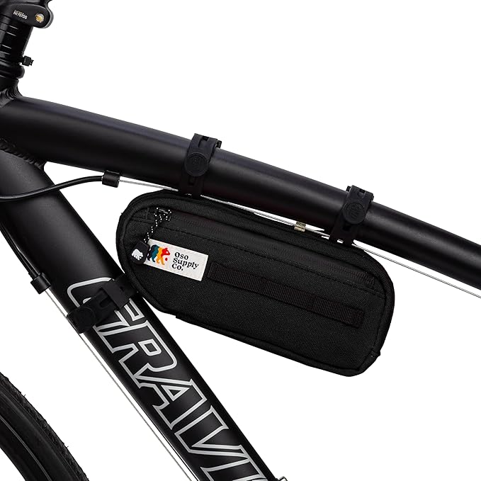Waxed Canvas Frame Bag – Waterproof Zippers, Dual Storage Compartments, Adjustable Straps – Fits All Frame Sizes, Perfect for Cycling, Commuting, and Adventure Rides (Black)