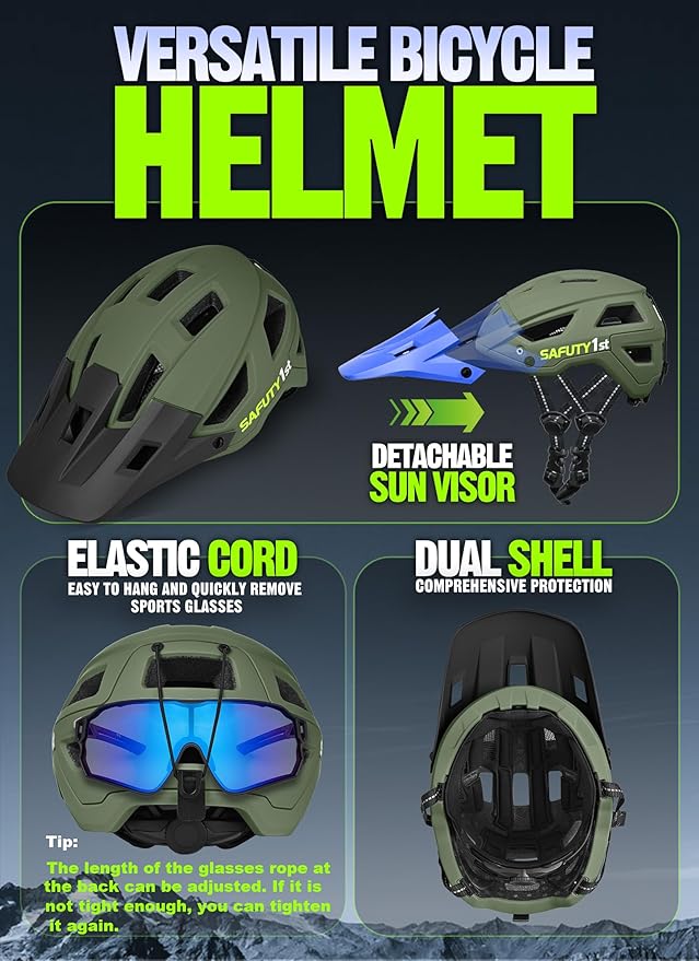 Mountain Bike Helmet for Adults & Youth Lightweight Impact-Resistant with Adjustable Dial & Removable Visor Unisex Helmet for Mountain Biking Bicycle Clcying