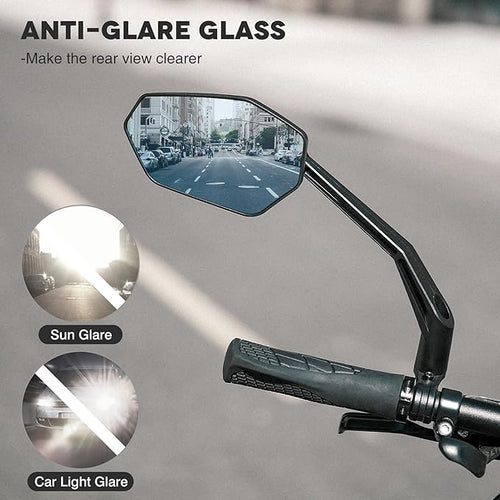 2025 Bike Mirror Handlebar Mount, Rotatable Bicycle Rear View Mirrors, Scratch Resistant Convex HD Glass, Safe Bike Rearview Mirror for MTB, E-bike, Road Bike Accessories, Fit 20-23mm