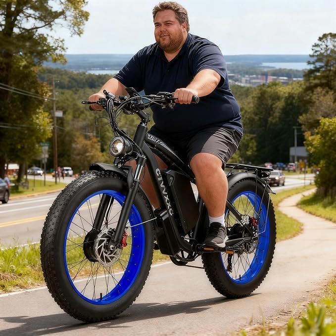 9000W Dual Motor Ebike for Adults Men 45MPH - Fast Electric Bike with 52V 34Ah Battery Up to 100 Miles,Lockable Suspension 24" Fat Tire Electric Bicycle for Off-Road Mountain Snow Commuter