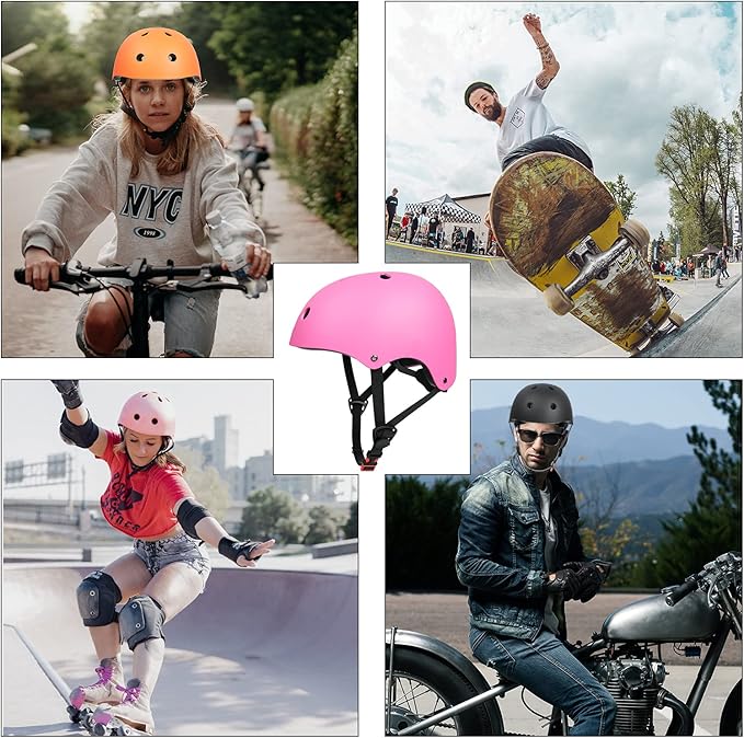 67i Bike Helmet Skateboard Helmet for Adult Cycling Bicycle Scooter Helmets for Men Women Adjustable for Multi-Sport Bicycle Scooter Inline Cycling Skateboarding