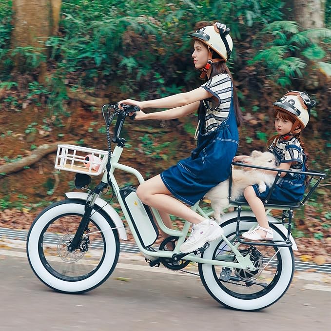 EUYBIKE Electric Bike for Adults, 20"x 4" Fat Tire 35MPH Ebike, 1450W Peak Commute Bike with 48V 20AH Removable 960WH Battery, 80 Miles Max Range 7-Speed Dual Disc Brake 2 Seat Electric Bicycle