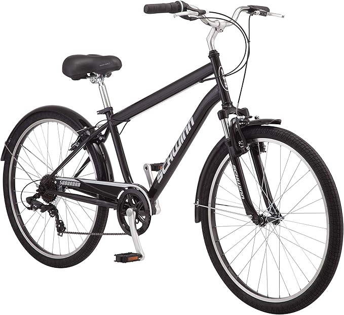 Schwinn Suburban Adult Comfort Bike, Men and Women, 26-Inch Wheels, 7 Speed Drivetrain, 16 or 17-Inch Aluminum Frame, Alloy Linear Hand Brakes