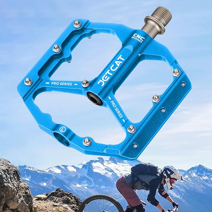 Mountain Bike Pedals Flat - MTB Pedals Flat, Bicycle Pedals, Road Bike Pedals, BMX Pedals, for BMX MTN Road Gravel EBike, Specialized Parts, Adults, Aluminum Metal Stamp 9/16"