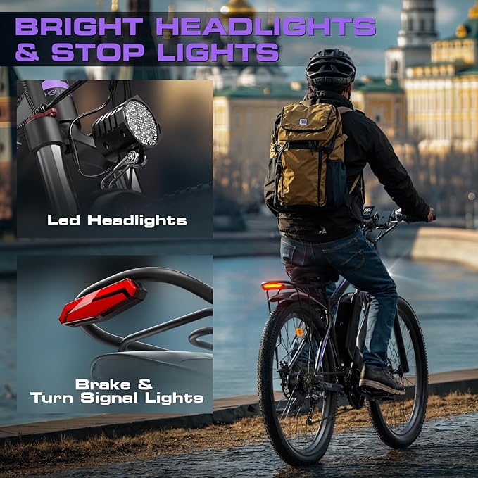 2000W Electric Bike for Men Women 48V 17.5Ah Battery, 29'' Fast Ebike,Max 34 Mph to 80 Miles, Front Suspension Class 3, Snow Off Road Commuter Mountain E-Bike for Adults