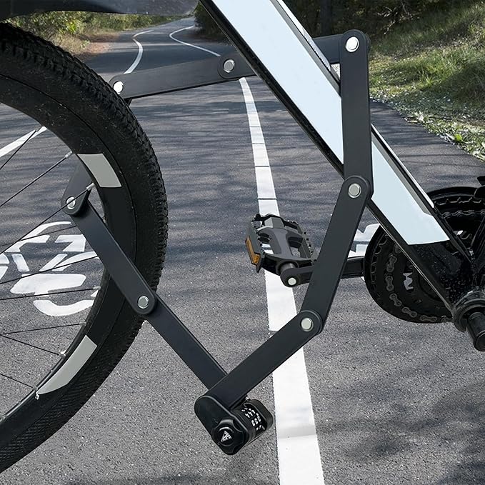 Compact Folding Bike Lock Compact Lightweight High Security Anti-Theft Bicycle Lock 33.46in with Combination Lock for Bikes or Scooters