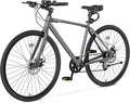 MOPHOTO Hybrid Bike for Adults, 700C City Commuter Bicycle, Lightweight Aluminum Frame, 8-Speed Urban Fitness Bike for Men&Women, Dual Disc Brakes, Upright Flat Handlebar, LED Headlight & Reflectors
