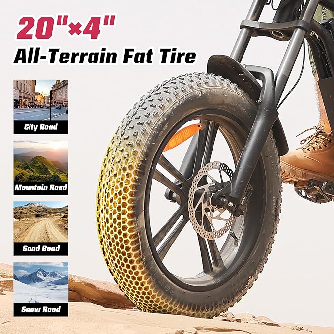 Windone E2 Electric Bike for Adults, Full Suspension, 48V13Ah Removable Battery, Up to 28MPH & 46.6 Miles (PAS), 1000W Ebike with All-Terrain 4.0" Fat Tires, Cruise Control, UL Certified, Moped E-Bike