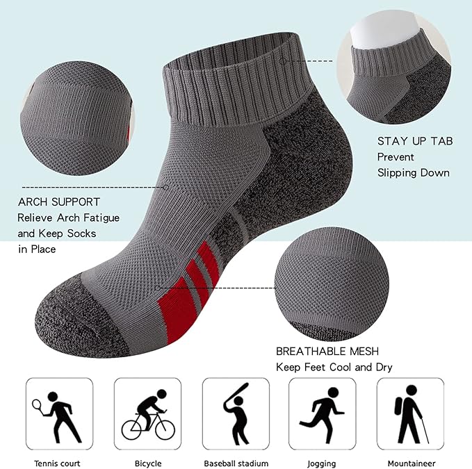 Sock Amazing 6 Pairs Men's Socks Low Cut Ankle Sock Cushion Non Slip No Show Breathable Running Socks for Cycling Fitness
