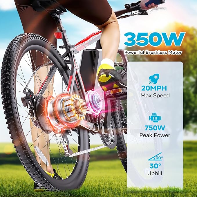 Electric Bike for Adults & Teens - 350W 26" Victor Ebike - 21-Speed, 20Mph Up to 40Miles with Dual Disc Brakes, Commuter E-MTB for Men Women | UL 2849 Certified