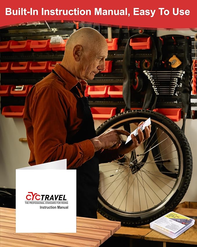Bike Tire Repair Kit, Bicycle Inner Tube Puncture Patch Kits with 20 PCS Vulcanizing Patches, User Manual, Metal Rasp and Tire Lever, Bike Patch Kit for Mountain and Road Bike
