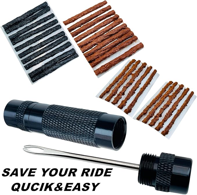 Tubeless Bike Tire Repair Kits，Road Bicycle and Mountain Bike Tires Fix a Puncture or Flat, Includes Storage Canister Plugger Tool with Plugs, 30Pcs(2.0mm/3.5mm) Plug Strips