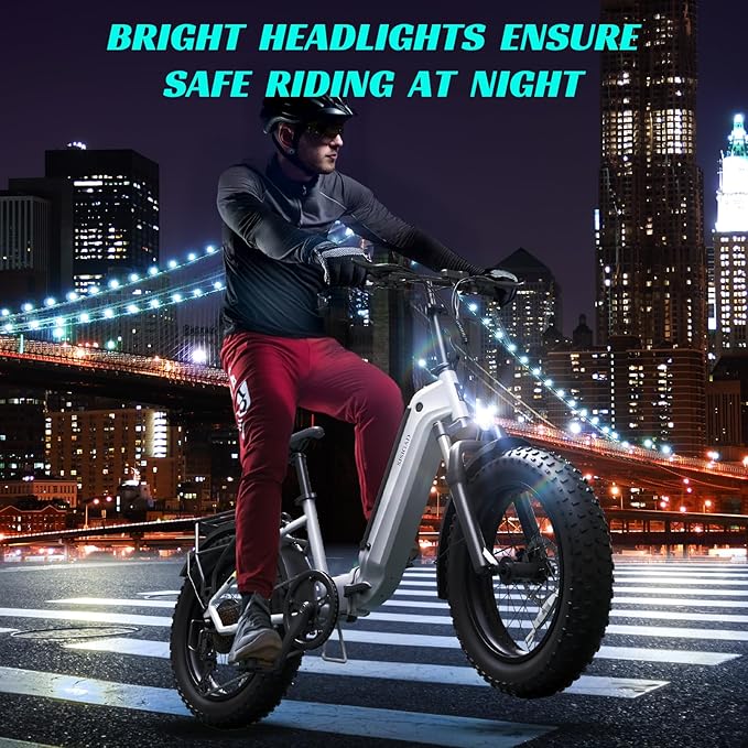 SISIGAD Folding Electric Bike for Adults, 1500W Peak Motor Ebike with 48V 15Ah Removable Battery, Max Range 60 Miles 28 MPH Commuter Foldable Ebike, 20" Fat Tire All Terrain E Bike
