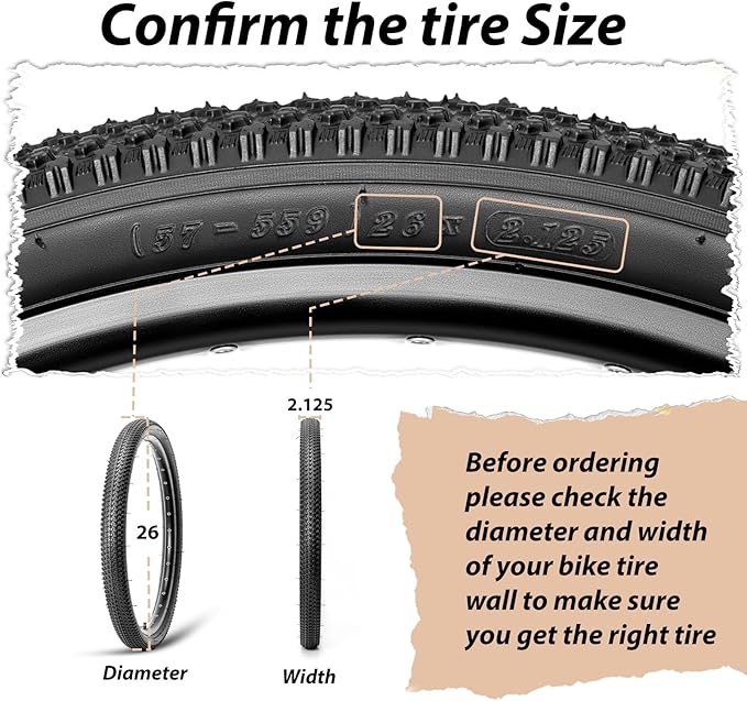 MOHEGIA Mountain Bike Tires - 20/24/26/27.5 Inch Folding MTB Bicycle Tires Replacement,Steel Bead All-Terrain and High-Performance Durable for Off-Road,Street & Trail Adventures