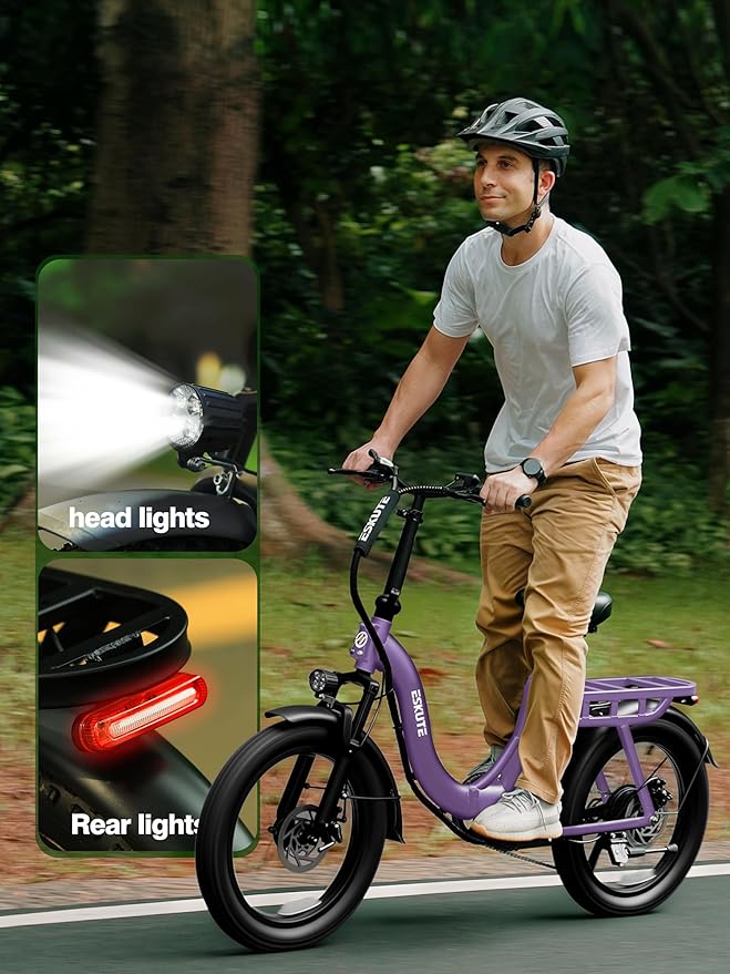 1200W Peak Folding Electric Bike for Adults, 28MPH 48V 10.4Ah Removable Battery, 55-Mile Range, 20"x3" Fat Tire, Step-Thru Ebike with Basket 7-Speed – Commuter E-Bike