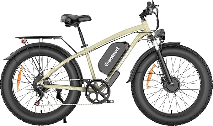 GREATWORK 52V 5000W Peak Dual Motor Electric Bike for Adults, 1300Wh Battery, Up to 45MPH & 100 Miles Range, 26" x 4.0 Fat Tire Electric Dirt Bike with Suspension, Mountain E-Bike for Men Women