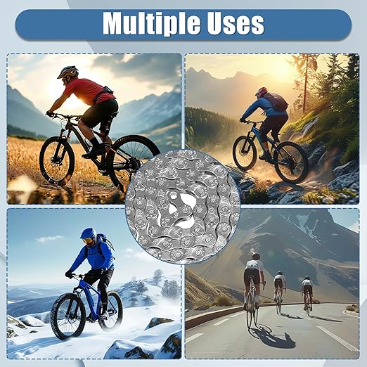 21/24/27 Speed Bike Chain, Bicycle Mountain Bike Chain, 116 Links Single & Multi Speed Bikes Chain, Compatible with BMX Bikes, and Most Major Systems(Silve)