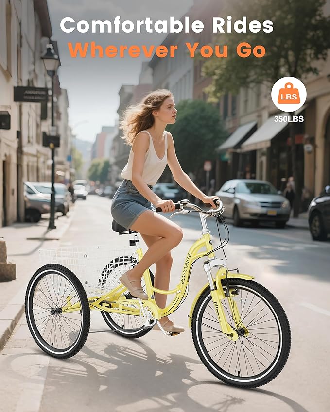 Slsy Adult Folding Tricycles, 7 Speed Folding Adult Trikes, 20 24 26 Inch 3 Wheel Bikes with Low Step-Through, Foldable Tricycle for Adults, Women, Men, Seniors