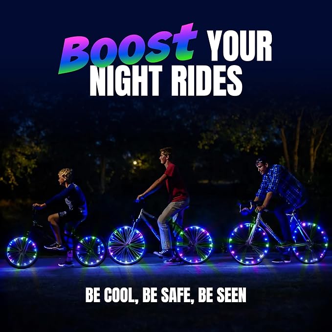 Activ Life 2-Tire Pack LED Bike Wheel Lights with Batteries Included, Get 100% Brighter and Visible from All Angles for Ultimate Safety and Style