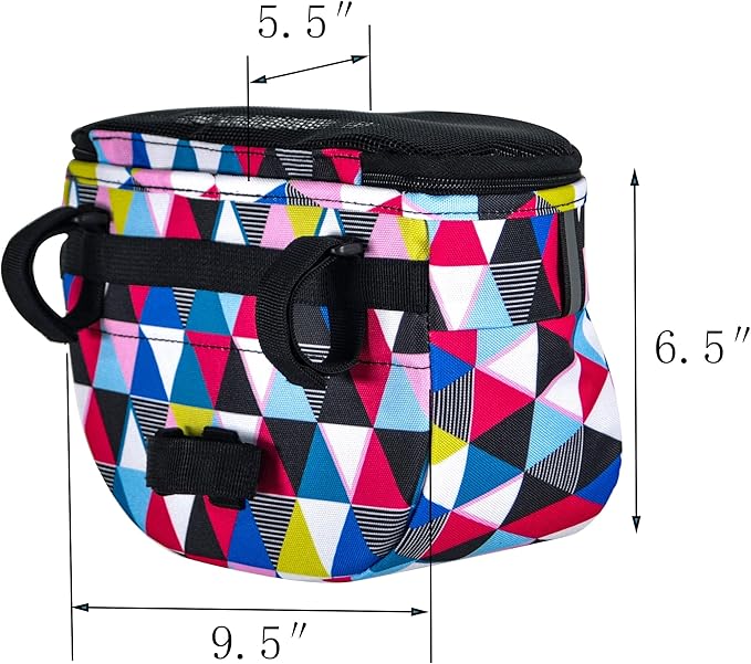 Kids Bike Basket,Durable Front Frame Bicycle & Scooter Basket Bag,Waterproof Fabric Bicycle Handlebar Bag for Boys, Girls, Toddlers with Zipper Mesh Lip (Triangle)
