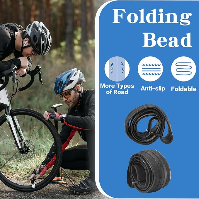 SIMEIQI 2 Pack700x23C (23-622) Foldable Road Bike Tires 700C Replacement Tires with Folding Bead, Puncture Resistant for Racing & Commuter Bicycles