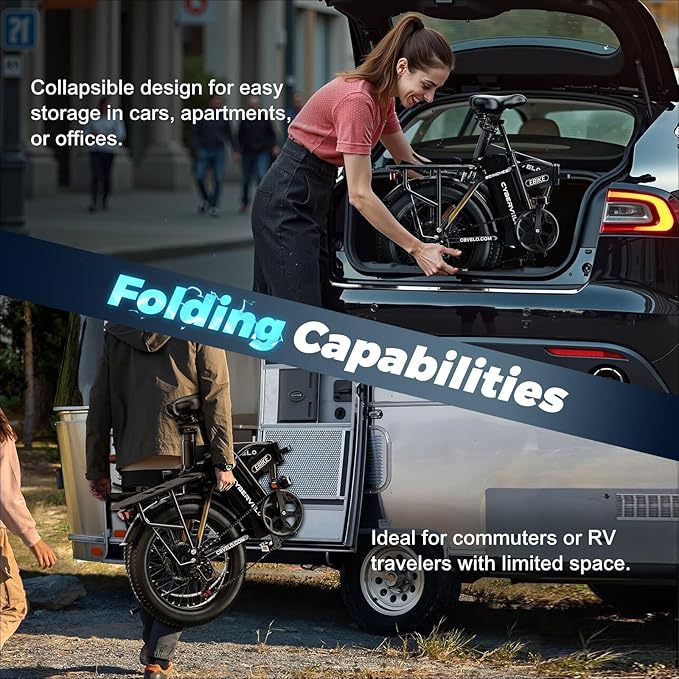 1000W Folding Electric Bike for Adults,75+ Miles,30+MPH,48V 20.8Ah Removable Battery,20" Fat Tire Electric Bike,Front Suspension 7-Speed Commuter Ebike,UL Certified