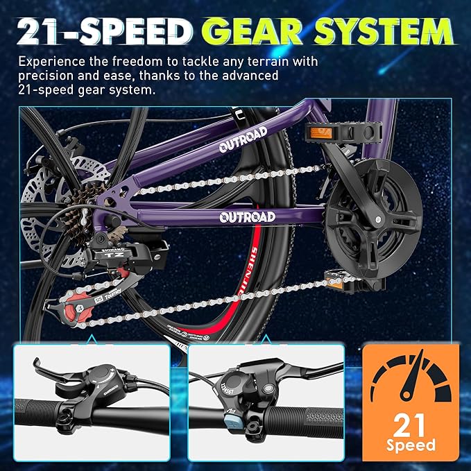 26 inch Folding Mountain Bike, Carbon Steel Frame and 21 Speed, Double Disc Brake and Dual Suspension Folding Bike for Adults/Men/Women, Easy Assembly Bicycle(Black/Green/Orange)