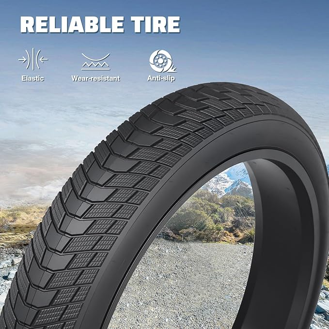 MEGHNA Fat Bike Tire 16/20/24/26 inch Electric Bike Tire Fat Tire 16/20/24/26 x 3.0 inch Heavy Duty Knobby Anti-Slip Foldable Replacement All Terrain Tire for E-Bike Snow Bike Fat Bike