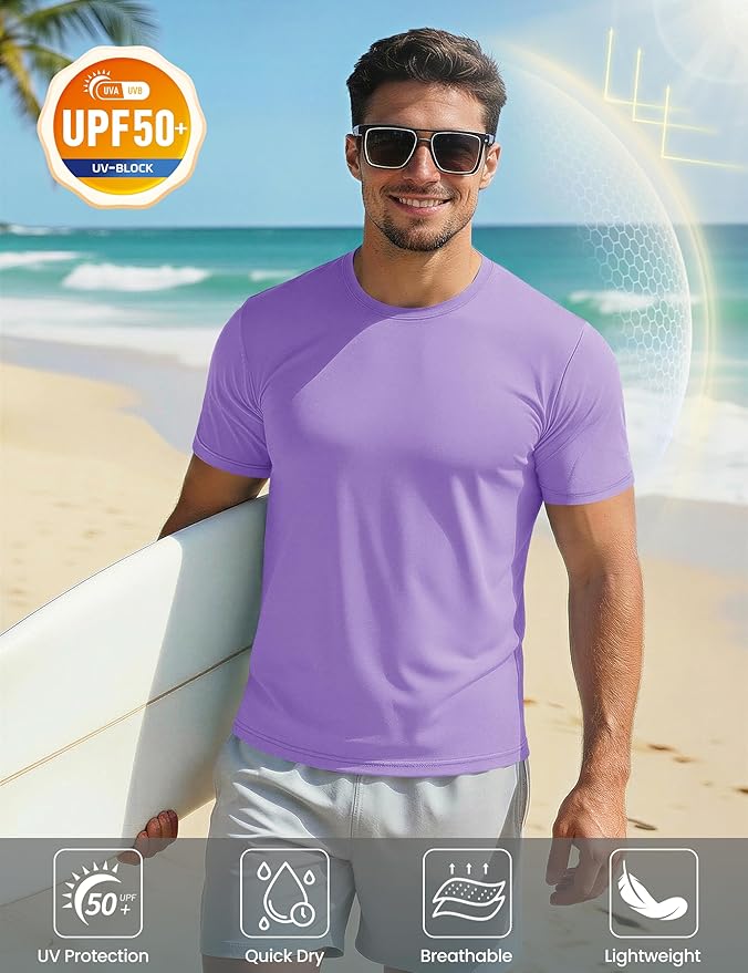 MAGCOMSEN Men's Short Sleeve UPF 50+ T-Shirt Quick Dry Workout Athletic Running Swim Tops Tee Rash Guard Performance Shirts