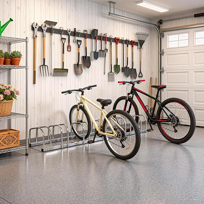 ZENY 6 Bike Rack Bicycle Floor Parking Stand for Mountain Bike Road Bike Indoor Outdoor Garage, Adjustable Bicycle Storage Organizer Stand