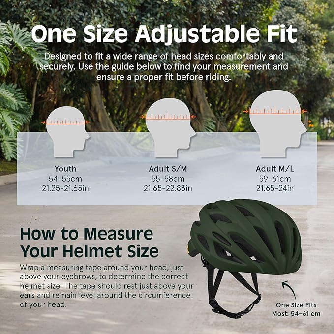Retrospec Silas Road Bike Helmet with 24 Air Vents & Built-in LED Safety Light - Adjustable Adult Cycling Protection 54-61cm - Padded & Lightweight Design