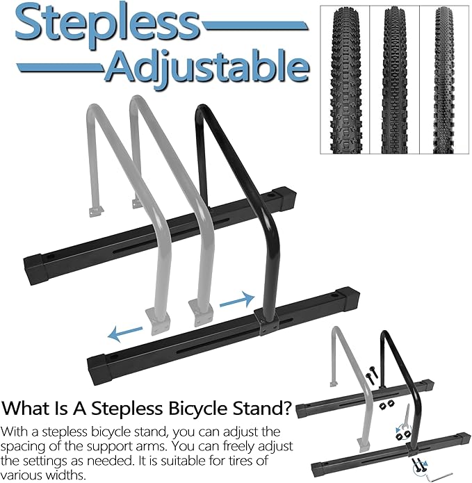 YYDS Adjustable Bike Stand - Floor Mounted, Indoor/Outdoor Use, Fits 20"-29" MTB & Road Bikes, Compact Storage