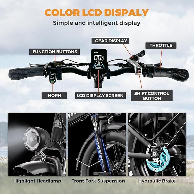 Miyazaki Folding Electric Bike for Adults, Space Aluminum Frame,1000/1500w Brushless Motor Foldable Ebike, 48v16/17.5ah Removable Battery,20"X4.0" Fat Tire Electric Bicycle, Hydraulic Oil Brake