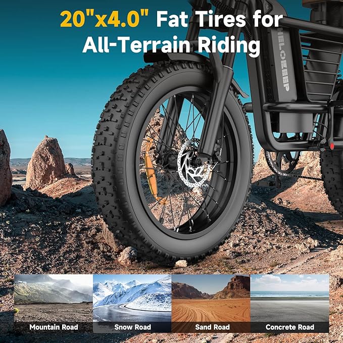Electric Bike for Adults - 16/20 Inch Fat Tire Ebike, 750W/Peak 1500W Motor Ebike, 48V15.6AH Detachable Battery, 4 Riding Modes Electric Dirt Bike