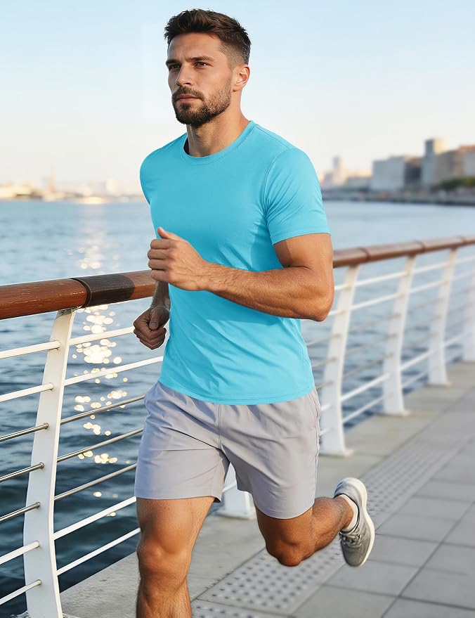 MAGCOMSEN Men's Short Sleeve UPF 50+ T-Shirt Quick Dry Workout Athletic Running Swim Tops Tee Rash Guard Performance Shirts