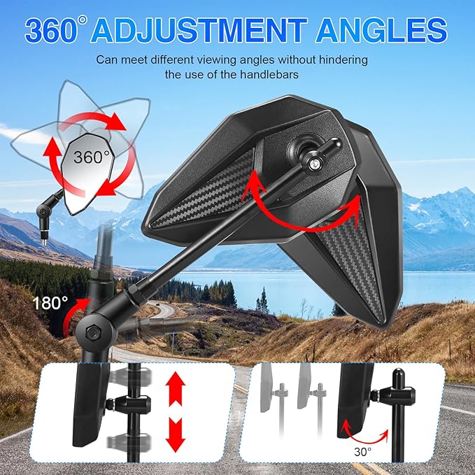 Rearview Motorcycle End Bar Mirror,Motorcycles Handlebar End Side Rear View Mirrors, Universal Handle Round Compatible with Most Motorcycle, E-bike, Scooters, ATV, UTV, Snowmobile,Mini Type4