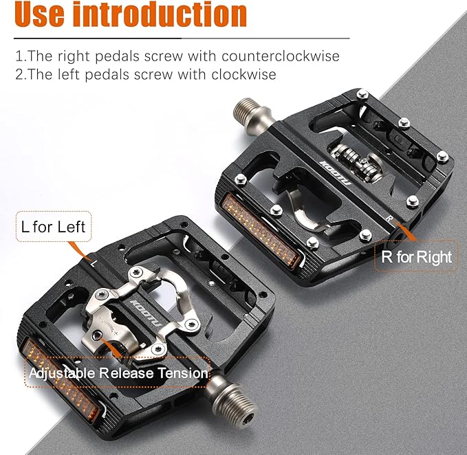 KOOTU 9/16" Bike Pedals,Flat Unicycles Bicycle Pedals, Non-Slip Aluminum Alloy Platform Cycling Pedals Sealed Bearing Pedals for MTB BMX Road Bike