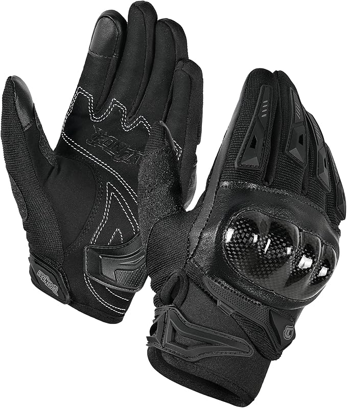 IRON JIA'S Motorcycle Gloves for Men and Women, Summer Touchscreen Riding Gloves with Carbon Fiber Protection for Road Racing, Dirt Bike, BMX, ATV L
