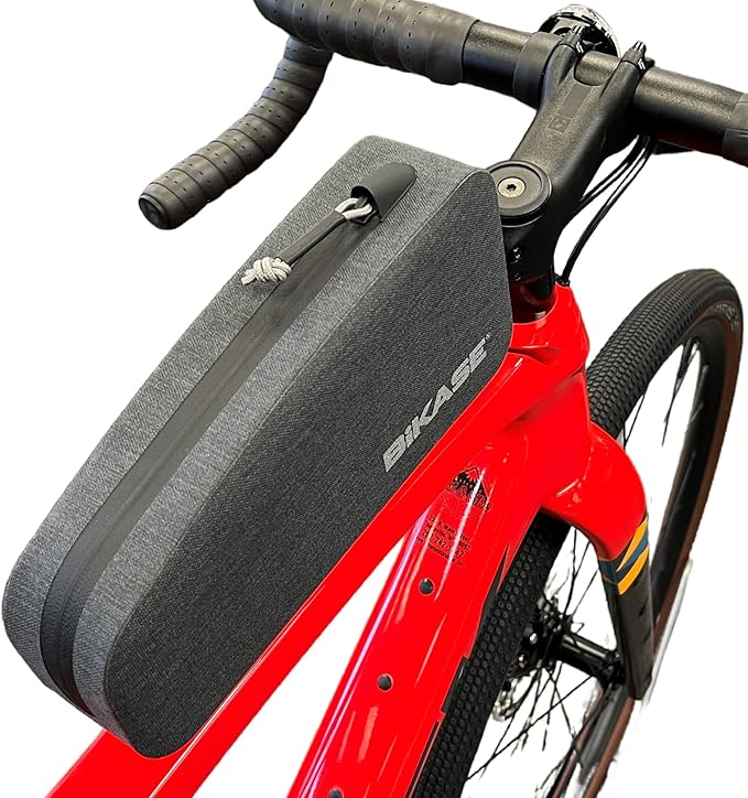 BiKase Bike Top Tube Bag Bicycle Front Frame Bag Waterproof Bike Pouch Pack/Phone Bag Cycling Accessories Pouch for Mountain Road Bike mounts to Brazeons or water bottle screws or strap mount