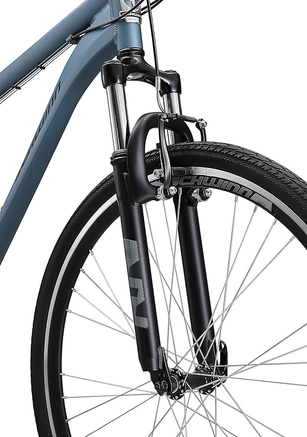 Schwinn Network 3.5 Hybrid Bike, 700c Mens and Womens Bike, 21-Speed Hybrid Bicycle, Aluminum Frame, Suspension Seat, Alloy Linear Pull Brakes, Adult Bicycle