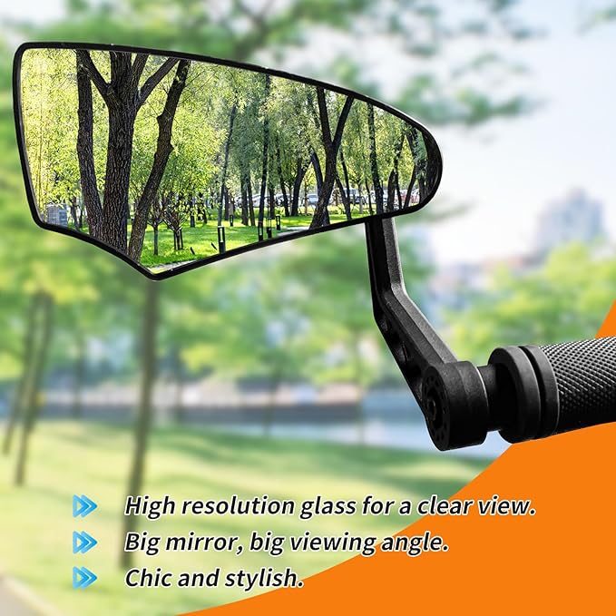 2PCS Bike Mirror for Handlebar Mount, HD Glass Bicycle Mirrors, Adjustable Bar End Rear View Mirror, Scratch Resistant Bike Mirror for E-bike, City Bikes (Left&Right 0.59-0.78")