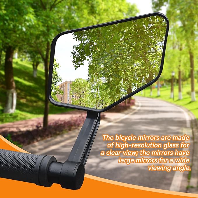 Bike Mirror, Bar End Bicycle Mirror, HD Glass Scratch Resistant and Fall Resistant E-bike Rear View Mirrors, Safe Cycle Mirror for Handlebar for E-bike, City Bikes (Right 0.59-0.9")