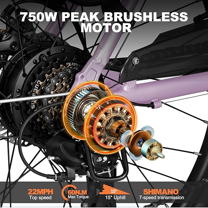 ACTBEST Core-Swept Electric Bike for Adults - 468Wh Removable Battery, Peak 750W Brushless Motor Cityrun Ebike,Up to 50 Miles, 26" Step Thru Commuter Electric Bicycle, with 7 Speed, E-Bikes