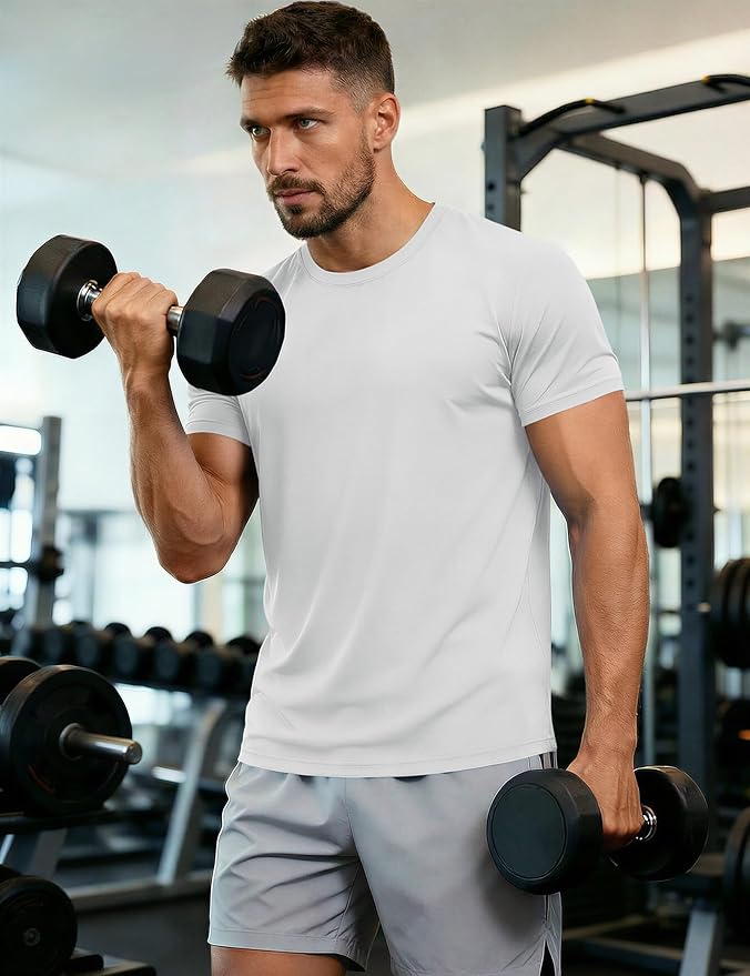 MAGCOMSEN Men's Short Sleeve UPF 50+ T-Shirt Quick Dry Workout Athletic Running Swim Tops Tee Rash Guard Performance Shirts