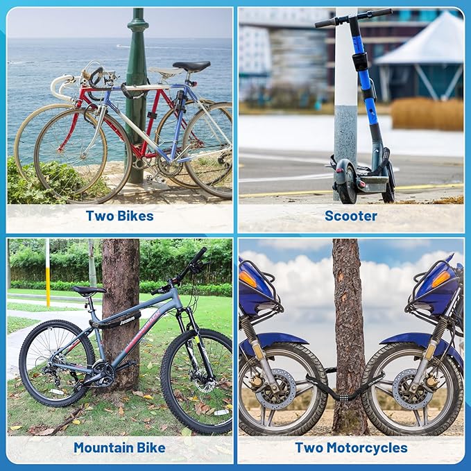 Heavy Duty Bike Chain Lock – 5 Digit Combination Anti-Theft Bicycle Lock, 3FT/4FT/5FT Hardened Steel Square Links for E-Bike, Motorcycle, Scooter, Gate